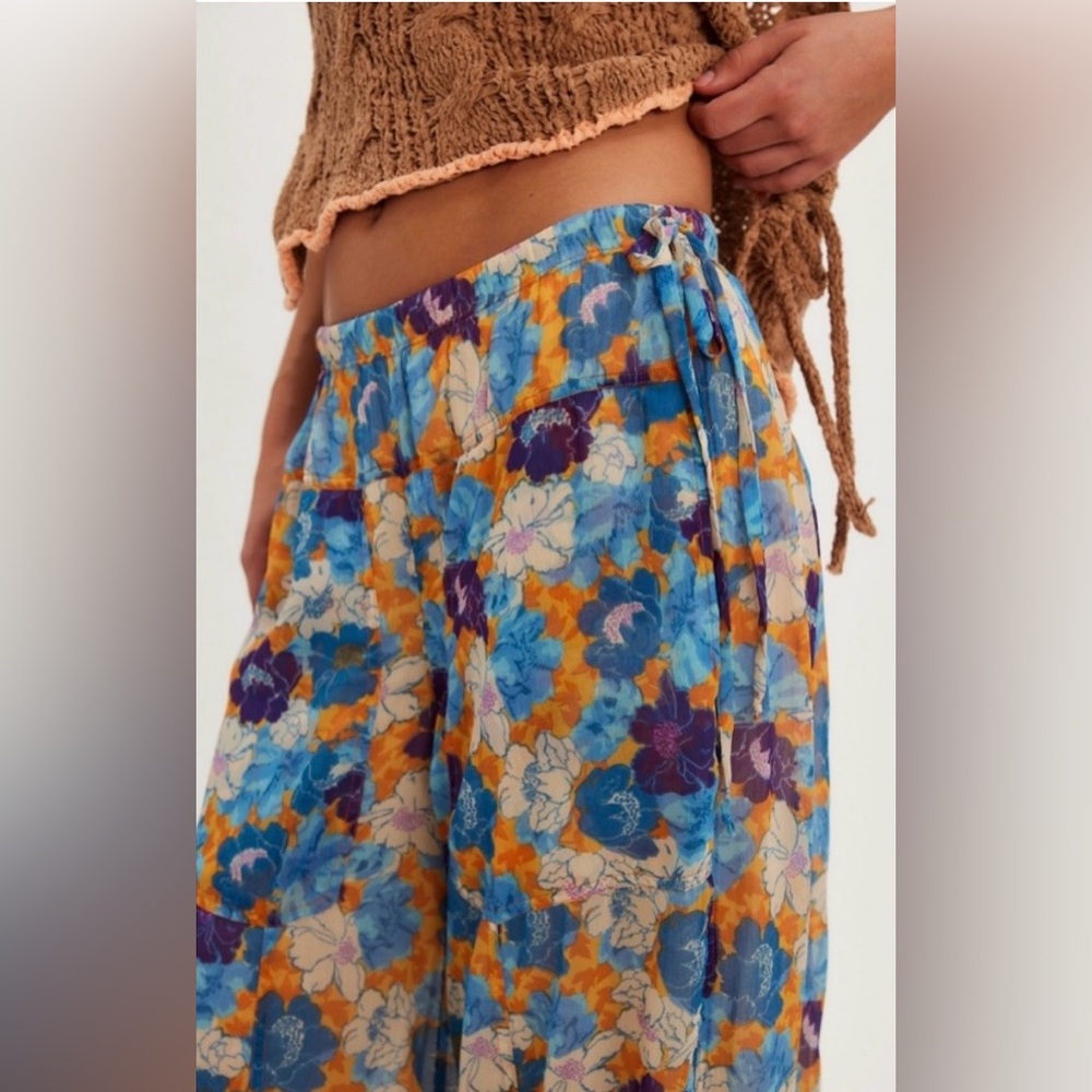 NWT Free People Misty Printed Bubble Pant - Blue Combo